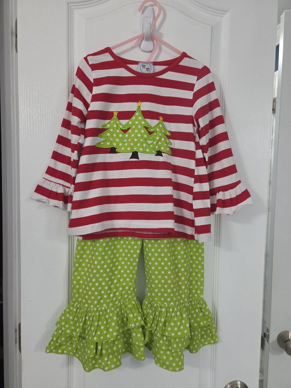 Girls Christmas Set with Green Tree Accent